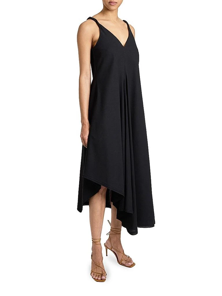 Santorelli Asymmetric Twist Strap Billow Midi-Dress 3