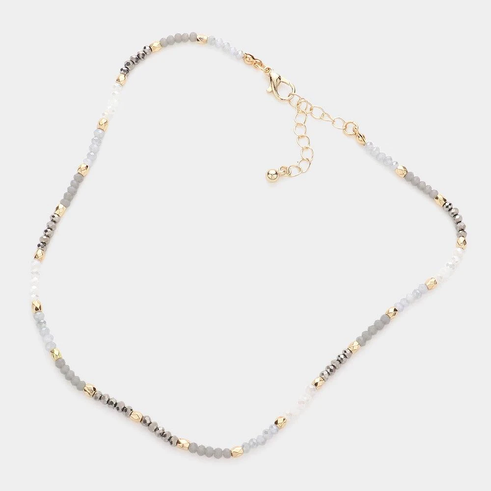 FASHNZFAB Faceted Beaded Choker Necklace 2