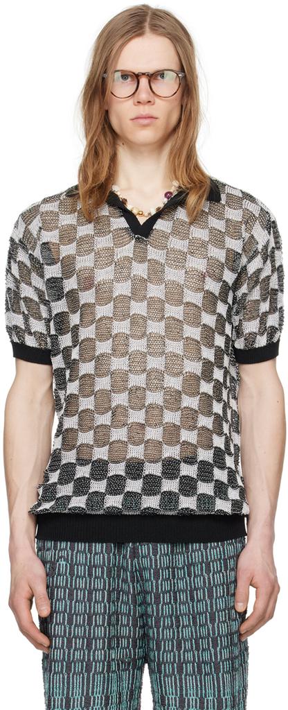 Isa Boulder Black & White Check Polo