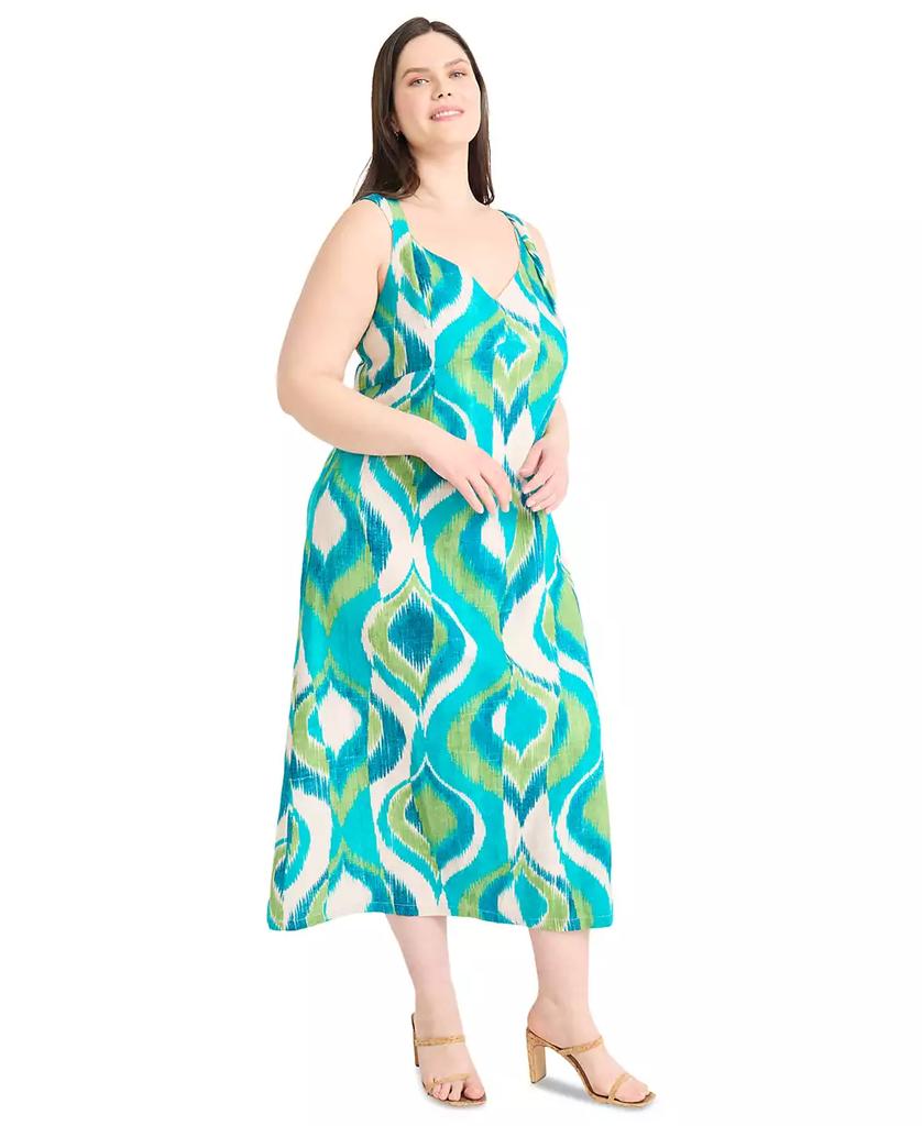 Maggy London Plus Size Printed Double-Strap Midi Dress