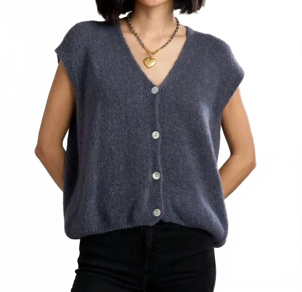 Cobblestone Living Alessia Knit Vest In French Blue