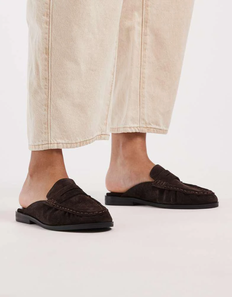 Schuh Schuh Leeds rouched mule loafer in brown suedette