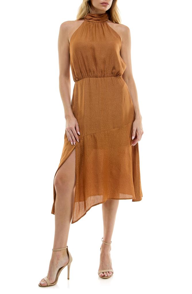 Socialite Tiered Satin Midi Dress