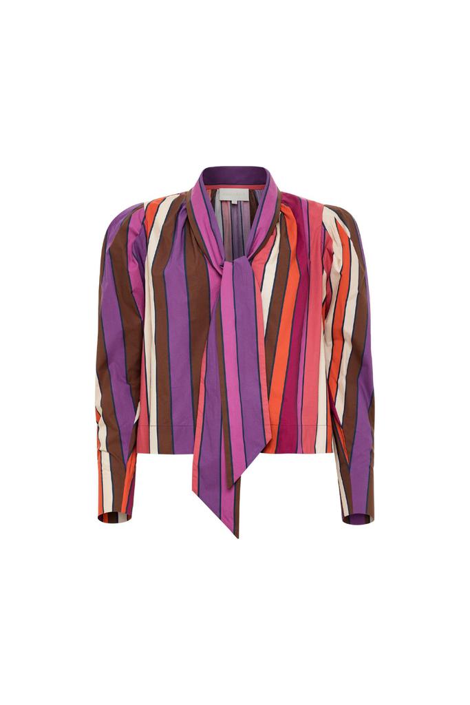 Carolina K Opal Bow Tie Neck Blouse In Multi Color