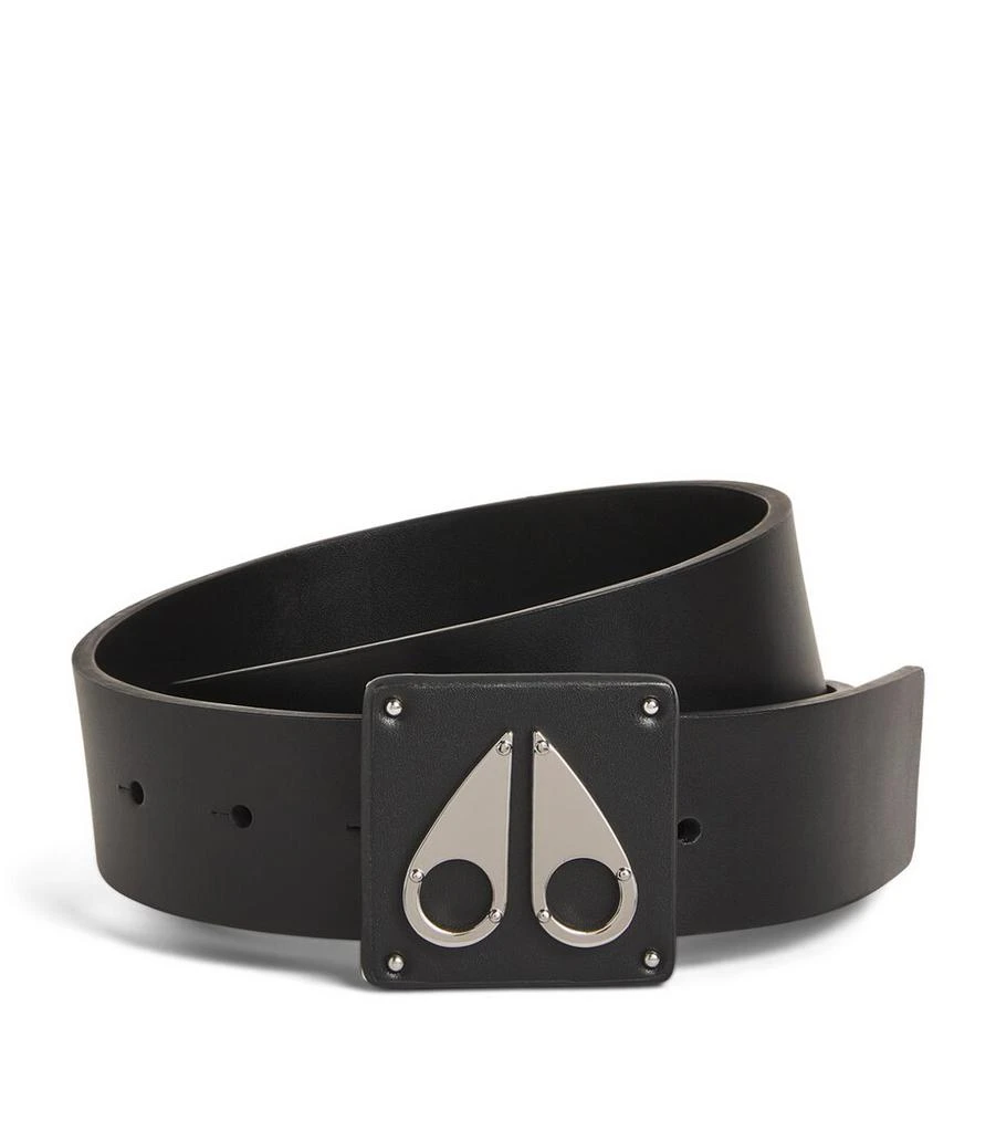 Moose Knuckles Leather Logo Belt 1