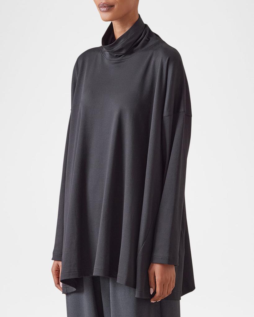 Eskandar Side Panelled Scrunch Neck T-Shirt (Long Length)