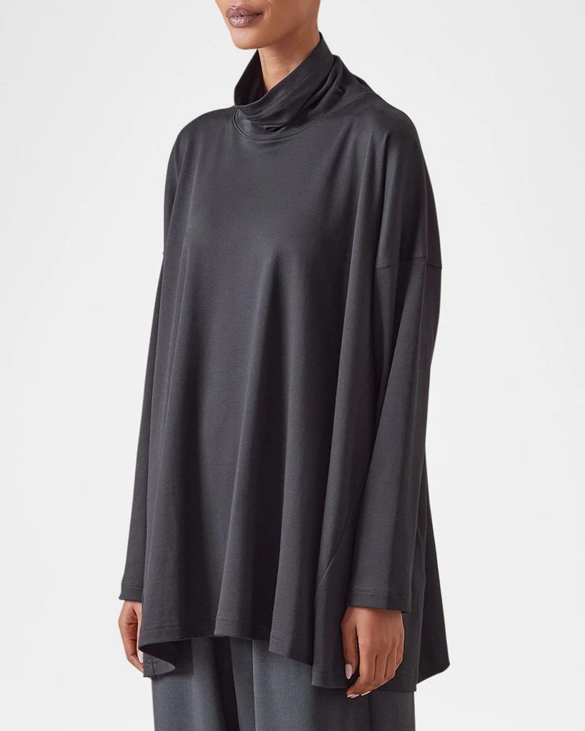 Eskandar Side Panelled Scrunch Neck T-Shirt (Long Length) 2