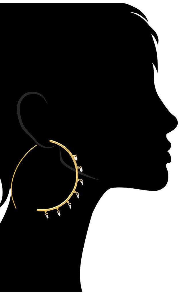 Rivka Friedman 18K Gold Plated Cubic Zirconia Threader Hoop Earrings