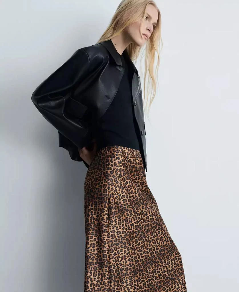 Mango Women's Leopard-Print Satin Skirt 3