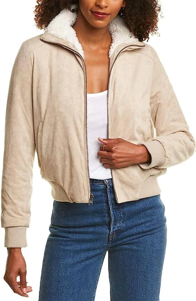 cupcakes and cashmere Kendal Reversible Bomber Jacket In Cafe Au Lait 1
