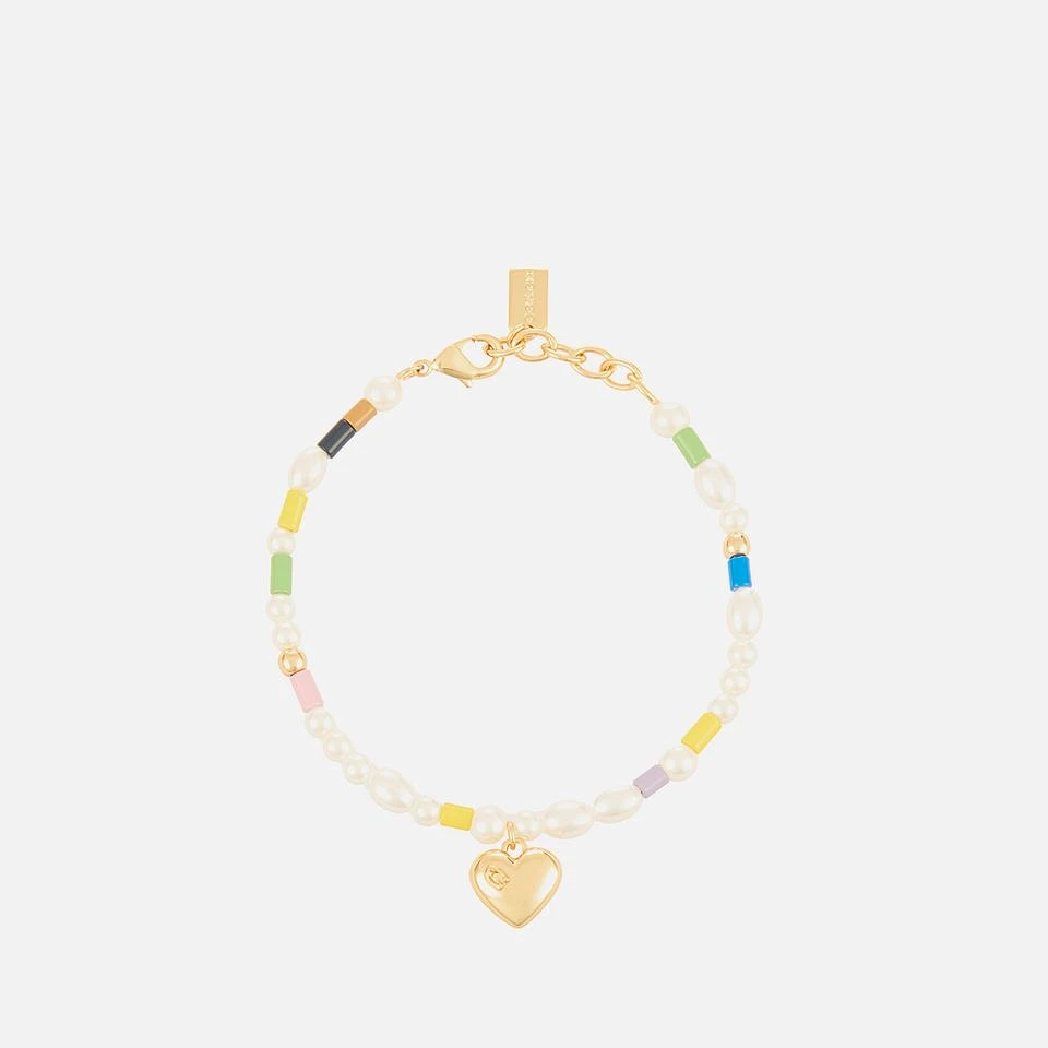 Coach Coach Pearl Heart Flex Gold-Plated Bead Bracelet 1