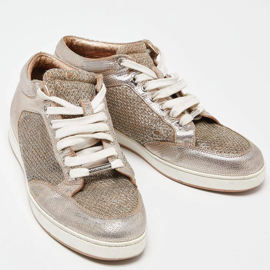 Jimmy Choo Jimmy Choo Rose Gold Leather and Glitter Miami High Top Sneakers Size 36 4
