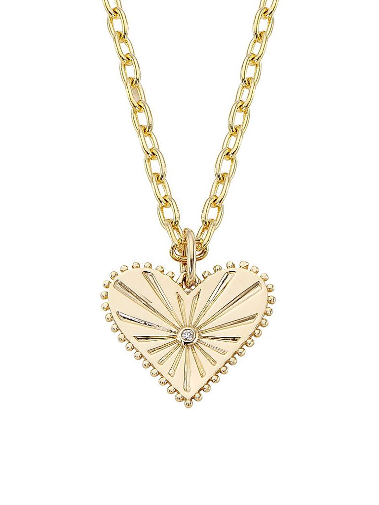 Marlo Laz Agape 14K Gold & Diamond Pour Toujours Pendant Necklace