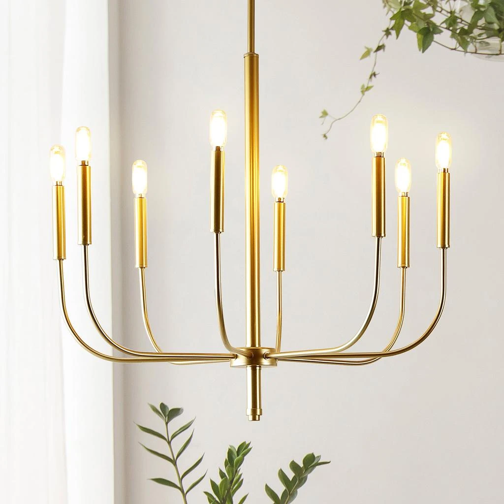 JONATHAN Y Amoros 27.25" 8-Light Modern Mid-Century Iron LED Chandelier 1