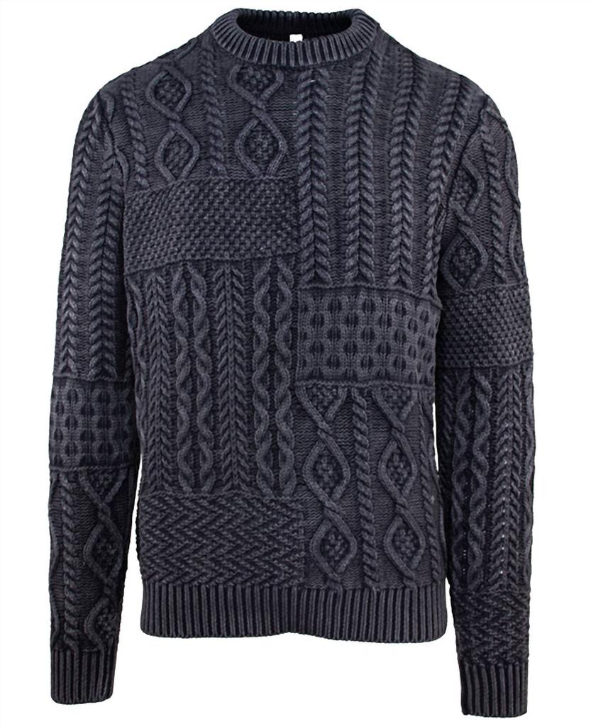 Schott Schott - Stonewashed Cotton Patchwork Crew Sweater