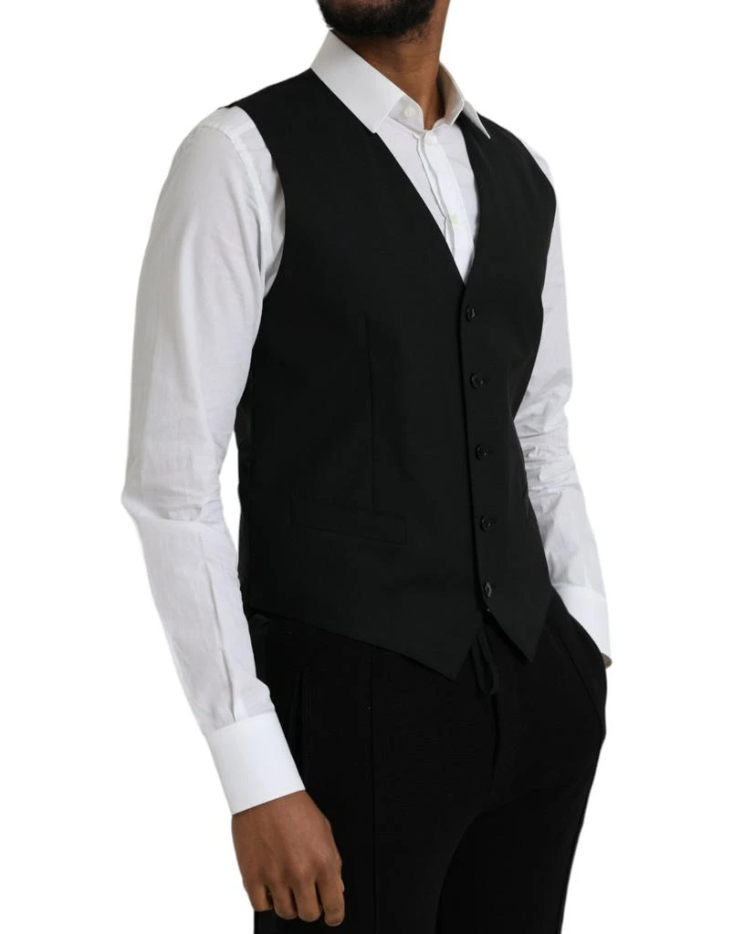 Dolce & Gabbana Dolce & Gabbana Black Wool Formal Dress Waistcoat Vest 2