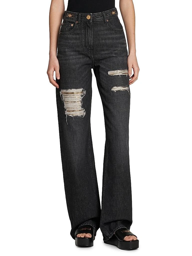 Versace Distressed Mid-Rise Straight Jeans 3