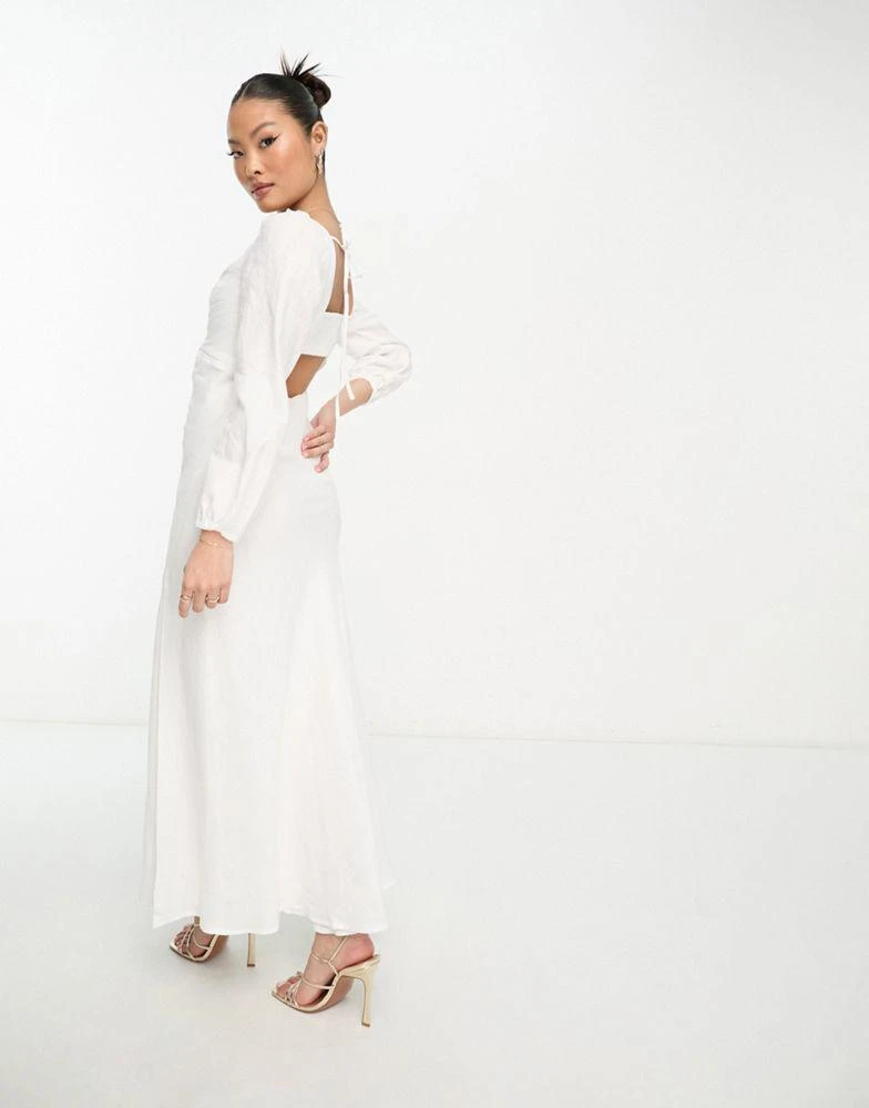 Forever New Petite Forever New Petite long sleeve maxi dress in ivory 3