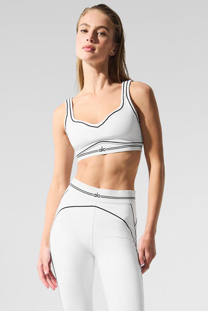 Alo Airbrush Heart Throb Bra - White/Black - Lingerie - Free
