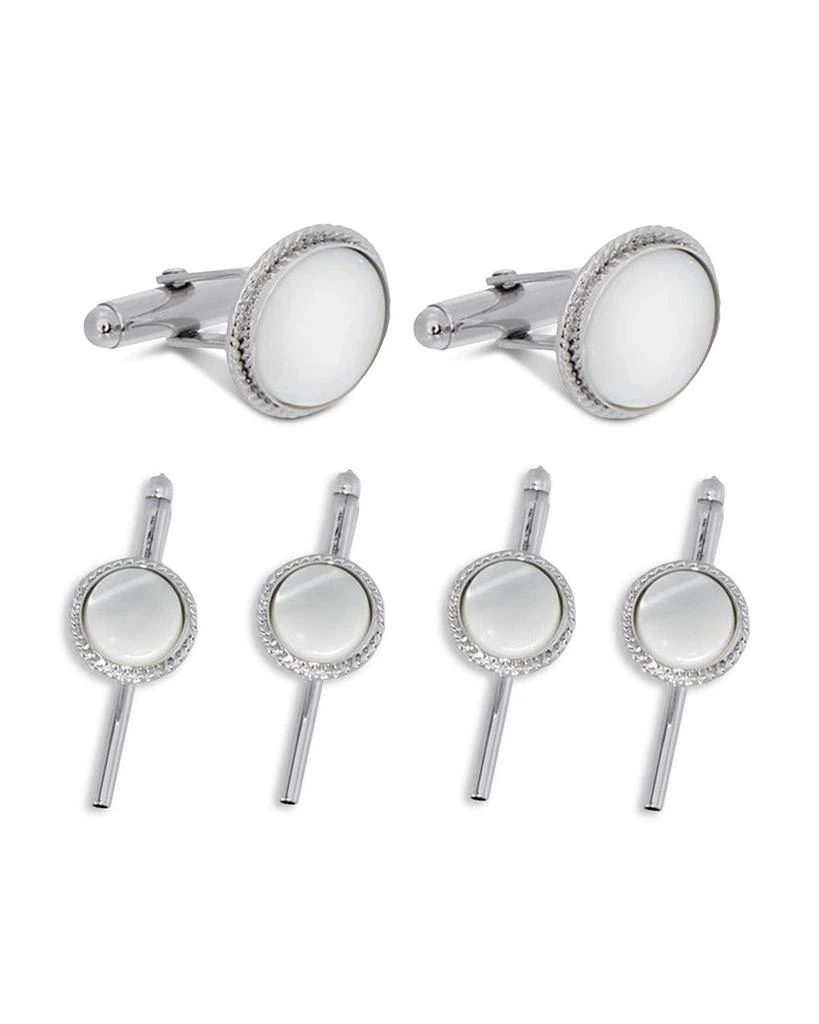 David Donahue Sterling Silver & Mother Of Pearl Beveled Stud & Cufflink Set 3