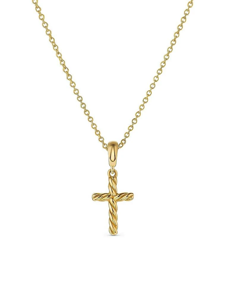 David Yurman Cable Cross Pendant Necklace in 18K Yellow Gold, 17.5MM 1