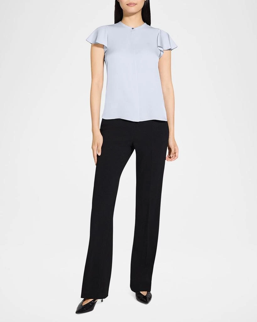 Theory Ruffle-Sleeve Silk Button-Front Top 2