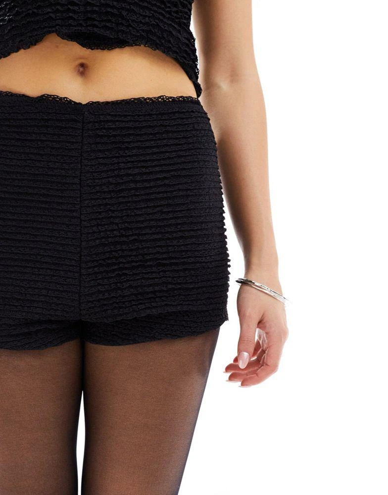 ASOS ASOS DESIGN co-ord ruffle lace hotpants in black 4
