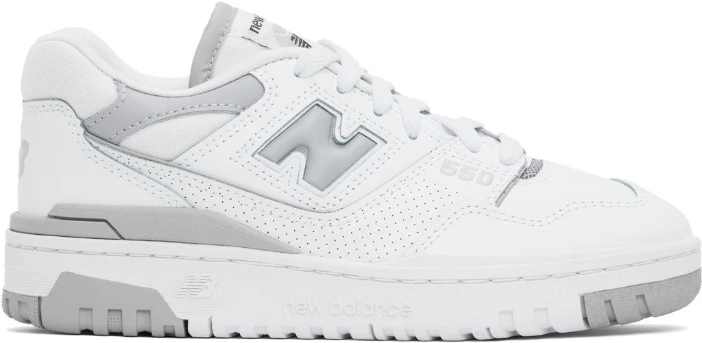 New Balance White & Gray 550 Sneakers 1
