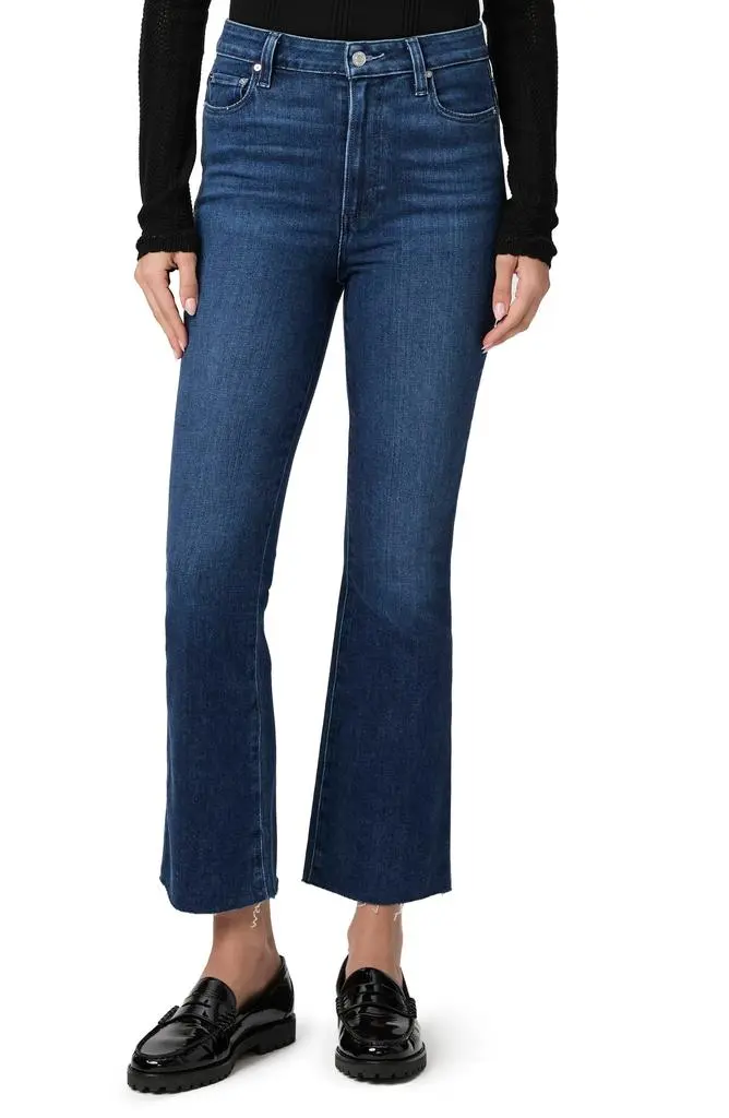 Paige PAIGE Claudine Raw Hem High Waist Ankle Flare Jeans