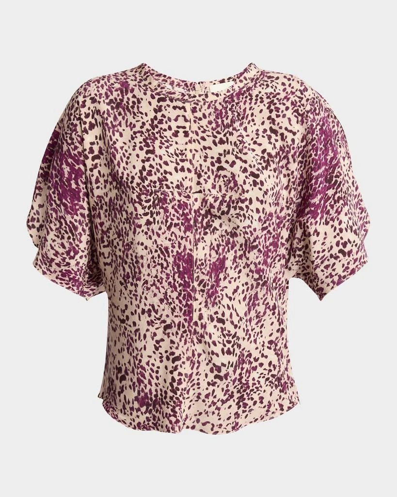 Isabel Marant Karlita Spotted-Print Silk Short-Sleeve Blouse 1