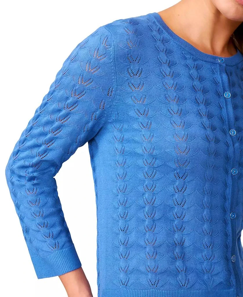 Melissa Paige Petite Pointelle-Knit Crewneck Cardigan 3