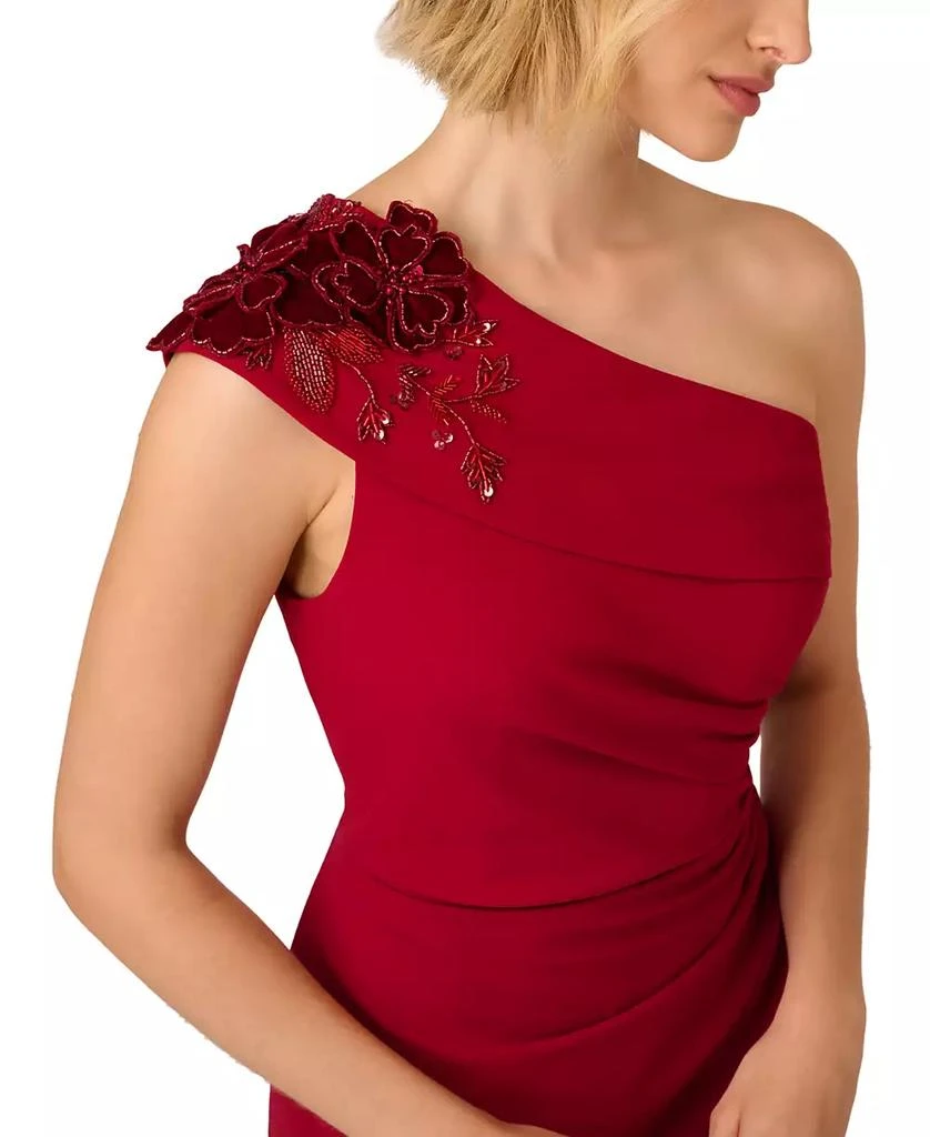 Adrianna Papell Women's Beaded Crepe Faux-Wrap Dress 3