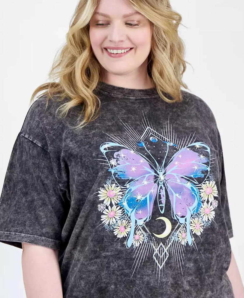 Rebellious One Trendy Plus Size Floral Butterfly Cotton Graphic T-Shirt 3