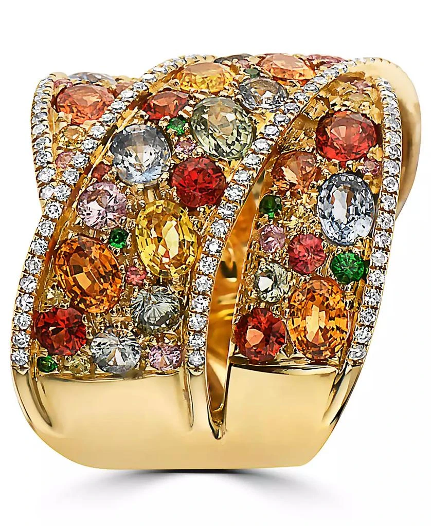 Effy EFFY® Multi-Gemstone (5-3/4 ct. t.w.) & Diamond (1/3 ct. t.w.) Crossover Wide Statement Ring in 14k Gold 4
