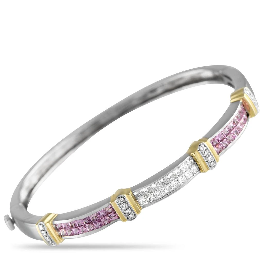 LB Exclusive 14K White and Yellow Gold 1.12ct Diamond and Sapphire Bracelet MF04-052825 1