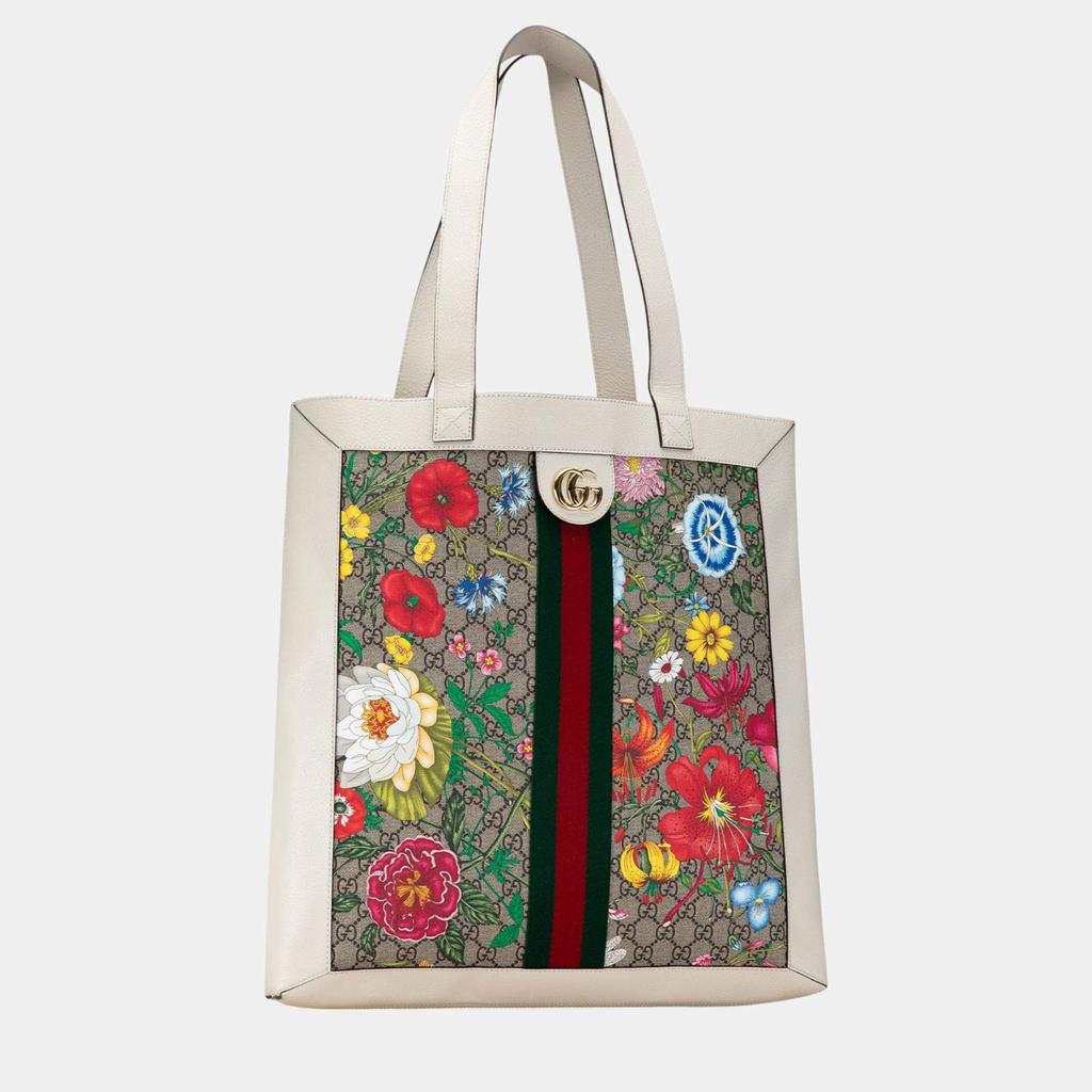 Gucci Gucci Multicolor/White GG Supreme Flora Ophidia Tote