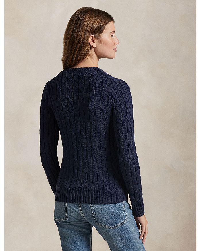 Ralph Lauren Women's Cable Knit Cotton V Neck Sweater