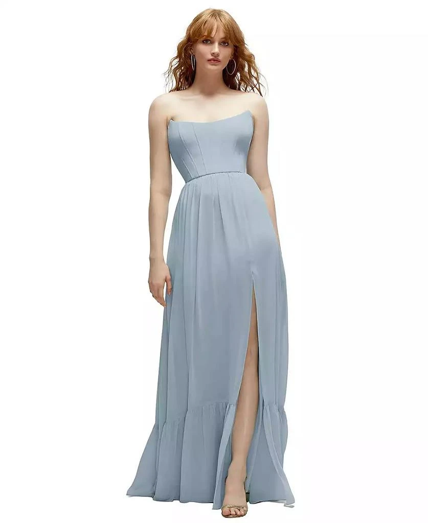 Shop Strapless Empire Waist Cutout Maxi Dress with Covered Button Detail on  Sale at BeyondStyle  Get 11% Off Strapless Empire Waist Cutout Maxi Dress  with Covered Button Detail with Limited-Time Flash