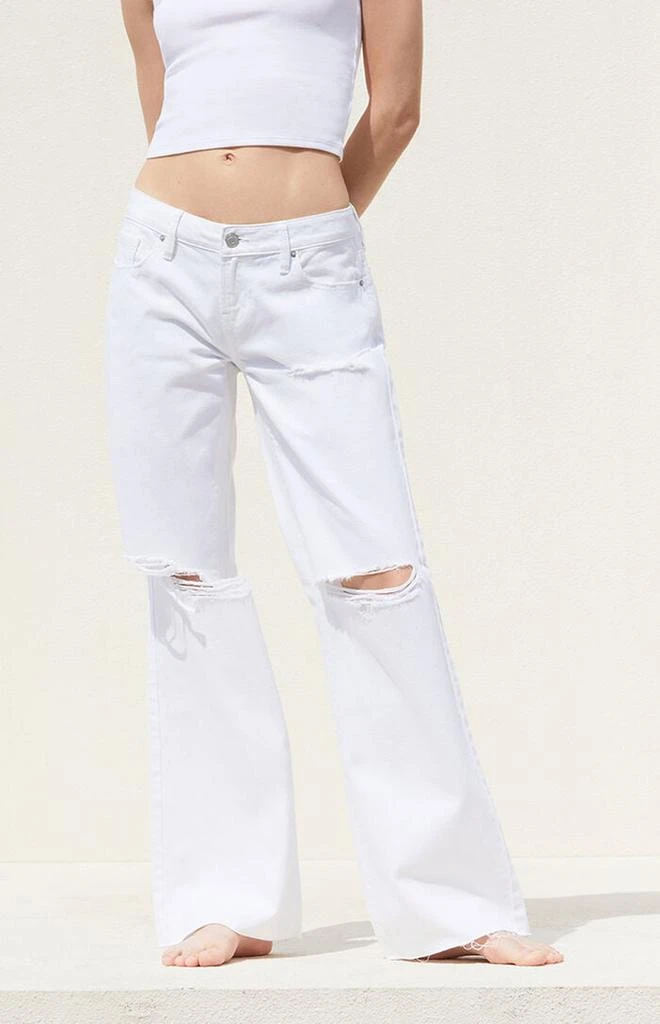 PacSun White Ripped Low Rise Girlfriend Jeans 1