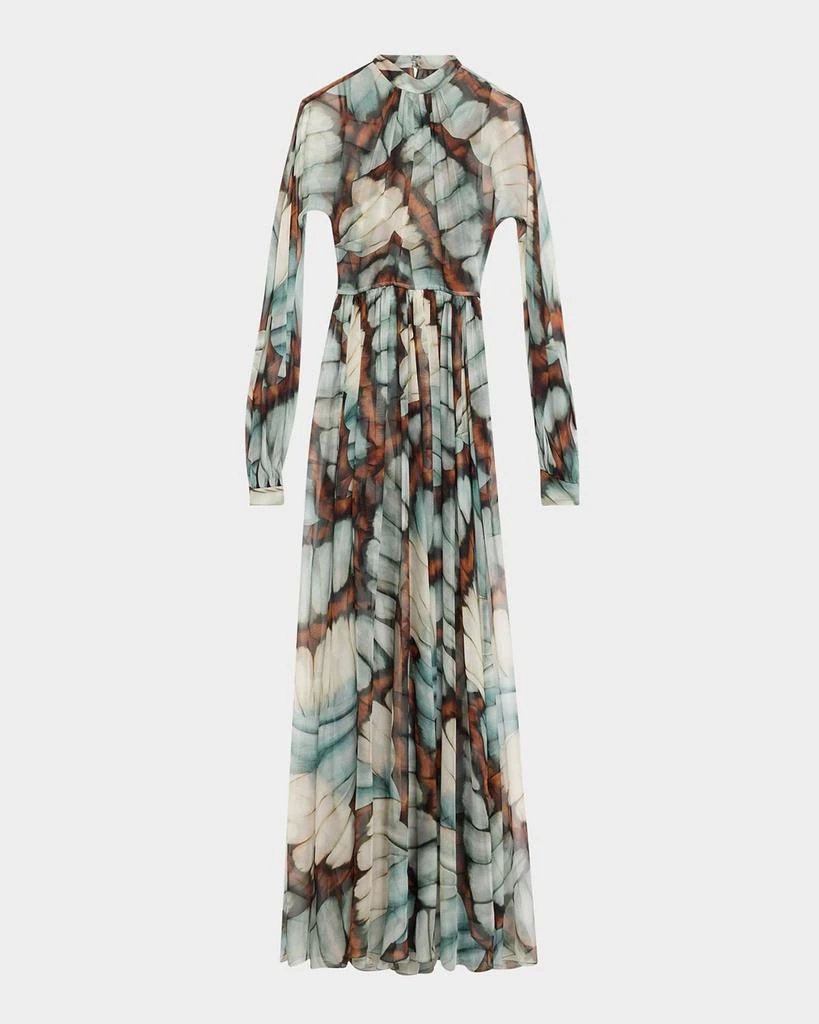 Oscar de la Renta Butterfly Chiffon Long-Sleeve Maxi Dress 1