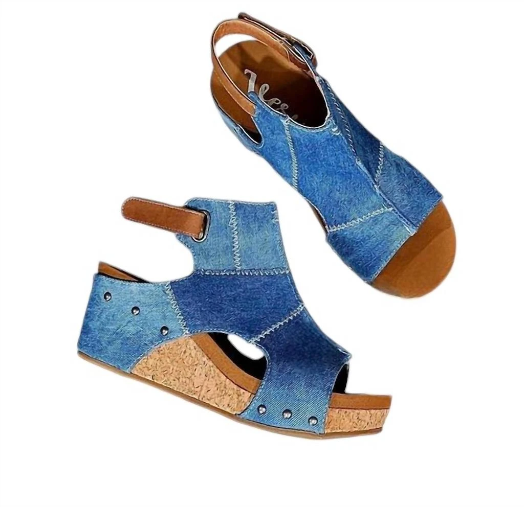 Very G Lala Denim Wedge Sandal In Blue 1