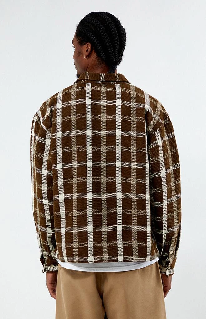 PacSun Brown Cropped Plaid Flannel Shirt 4