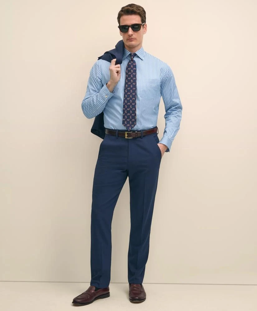 Brooks Brothers Men's Egyptian Cotton Broadcloth Ainsley Collar, Ground Stripe Dress Shirt | Blue | Size 16 35 | Shop Holiday Gifts and Sets