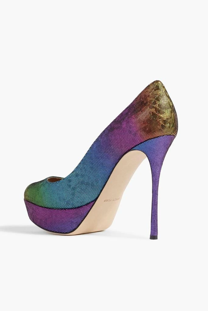 SERGIO ROSSI Metallic printed suede platform pumps 3