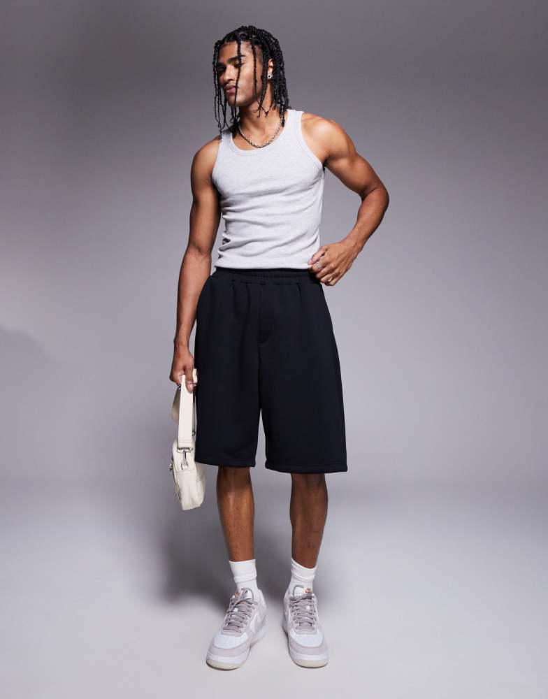 Bershka Bershka oversized jersey short in black
