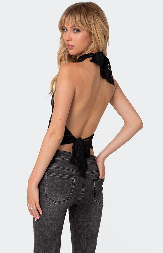 Edikted Alena High Neck Sheer Lace Top 5