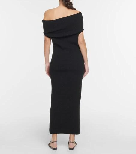TOTME Ribbed-knit off-shoulder midi Dress - Black