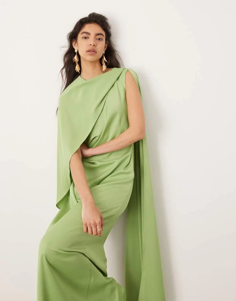 ASOS EDITION satin drape detail maxi dress with ruched waist in sage  On  Sale Now with Up to 65% Off | Discover Exclusive Deals & Savings at  BeyondStyle  Authentic ASOS