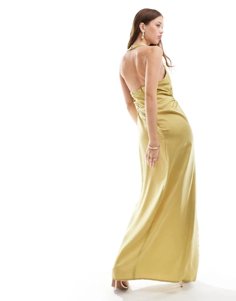 Shop ASOS DESIGN satin halter crossover skirt maxi dress in light olive on  Sale at BeyondStyle  Get 75% Off ASOS DESIGN satin halter crossover skirt maxi  dress in light olive with
