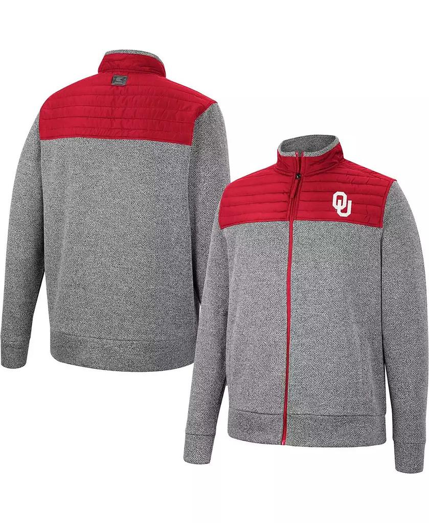 Colosseum Men's Gray, Cardinal Oklahoma Sooners Putter Herringbone Full-Zip Jacket